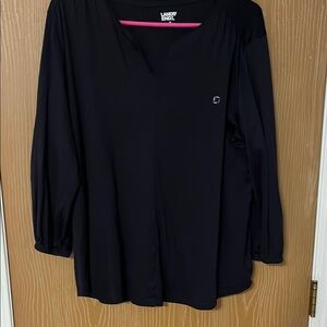 Chase bank Lands' End Navy 3/4 Sleeve Relaxed Blouse